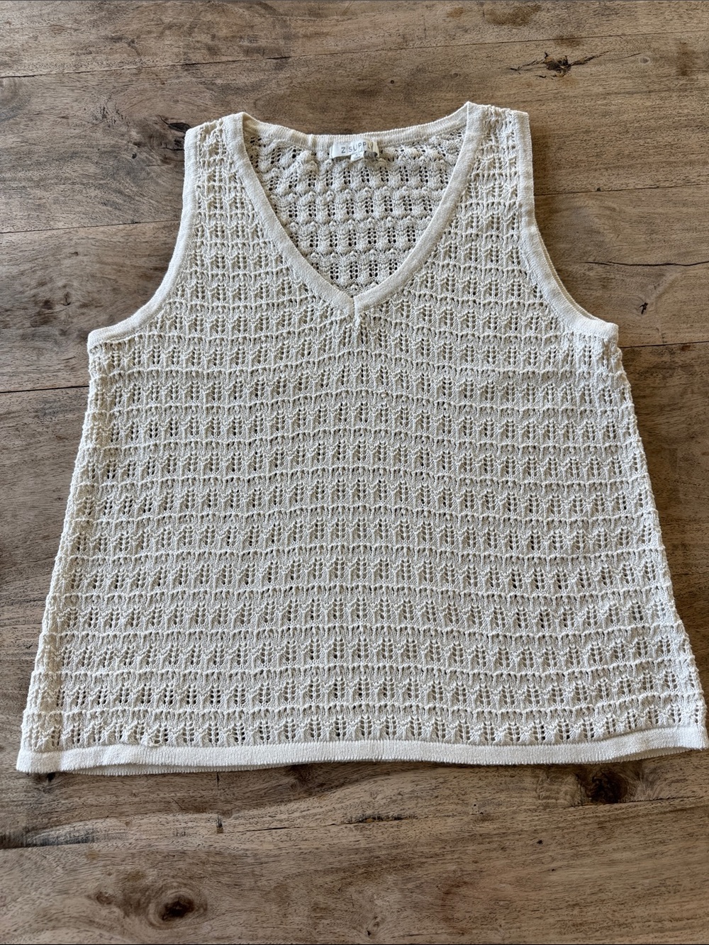 Z Supply Open-Knit V-Neck Tank in Light Cream